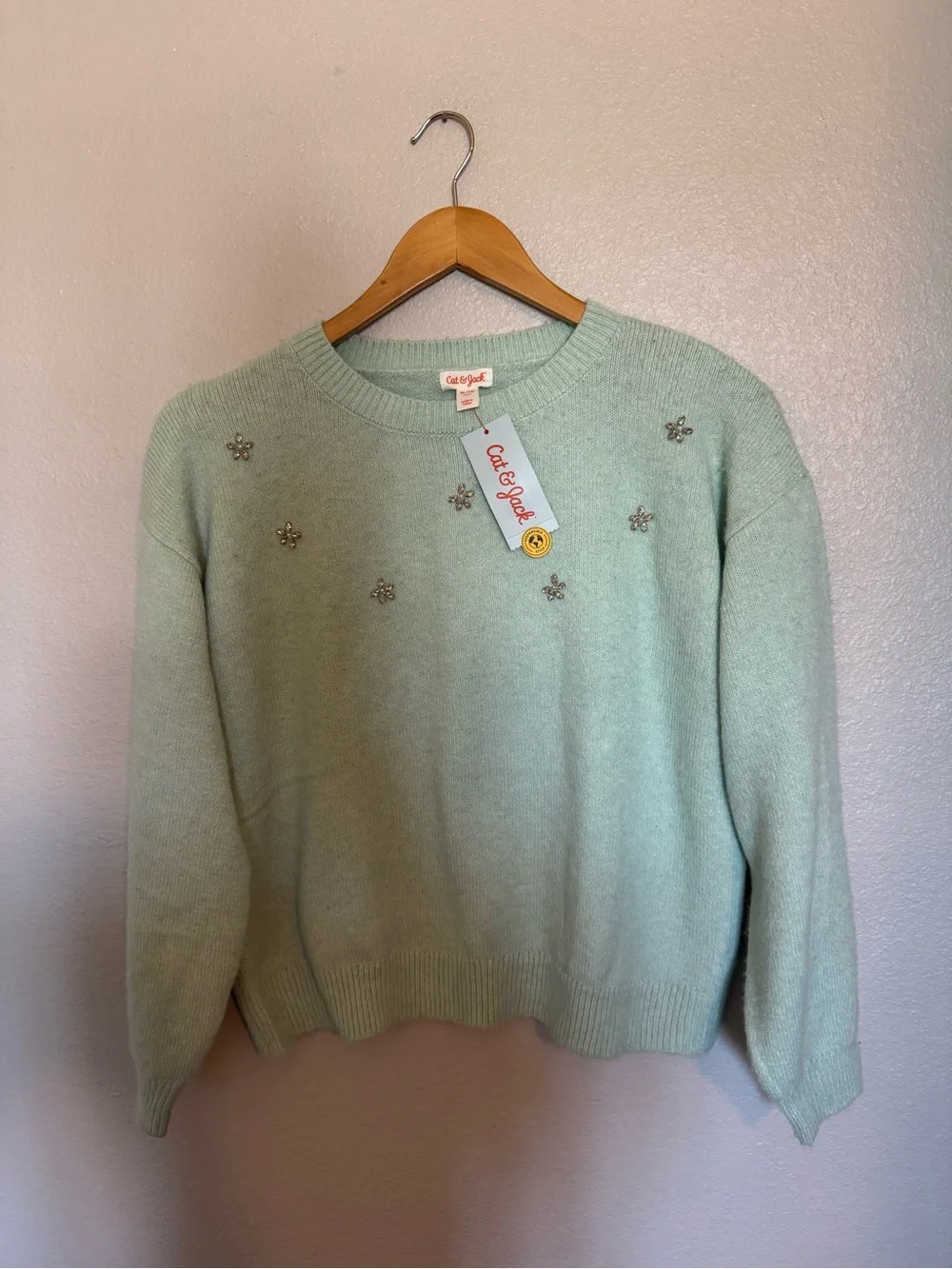 New Cat & Jack Mint Green XL (14), Kids   Crewneck Sweater